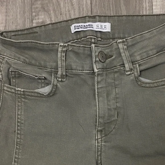 Zara Basic Olive Green Pants Sz.02 - Picture 2 of 7